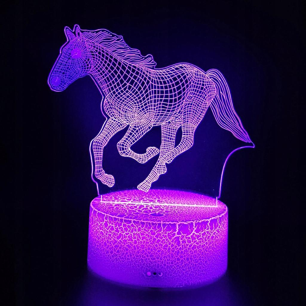 Night Desk Lamp For Children Horse Horse 16 Led 3D + Remote Control