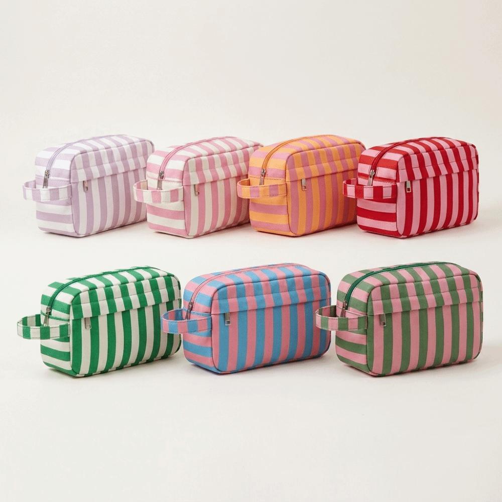Zipper Striped Makeup Bag Waterproof Storage Bag Convenient Cosmetic Pouch Home