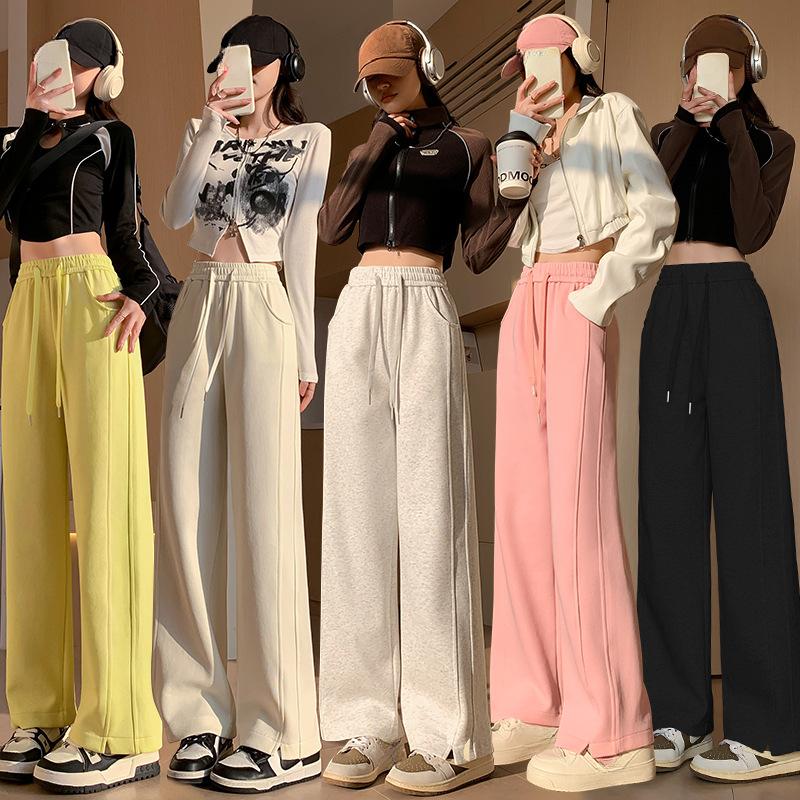 Narrow Style Pants Fashion Solid Banana Wide Leg Pants Women's Autumn High Waisted Straight Casual Sports Sweatpants
