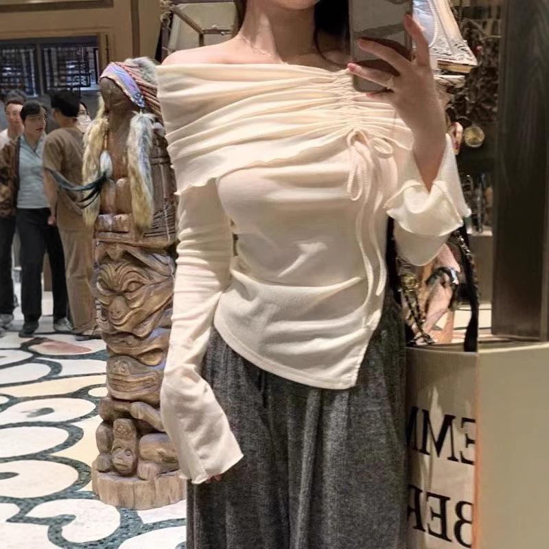 Женский топ с одним плечом, нерегулярной завязкой, длинным рукавом, облегающего кроя, для защиты от солнца