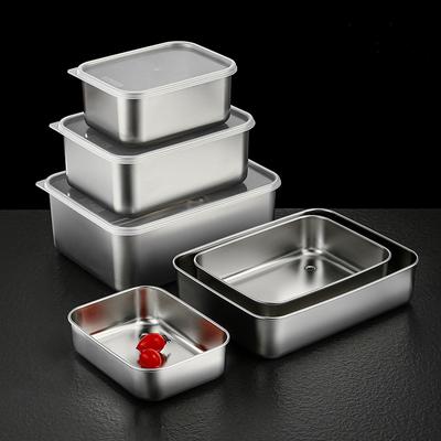 Подносы для хранения продуктов из нержавеющей стали 304 с крышкой для холодильника, герметичный контейнер для фруктов, органайзер, кухонные тарелки