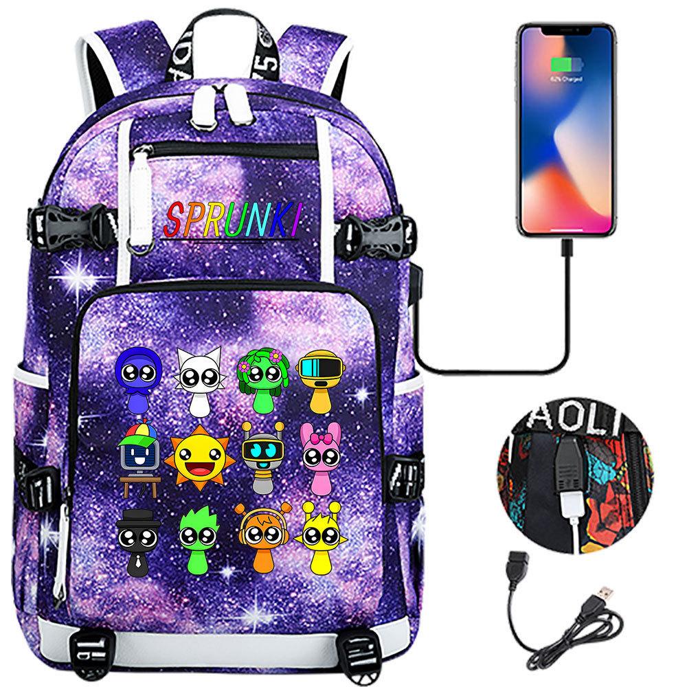 Rhythm Box Printed USB Backpack Teenagers Students Casual Large Capacity Travel Daypack