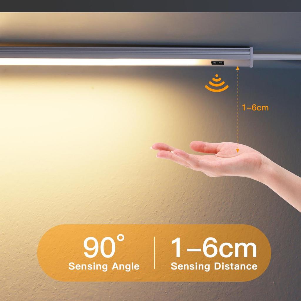 LED Indoor Night Light 30/40/50 Cm USB Plug Hand Wave Activation 5W/6W/7W Bright Lamp Bar for Counters,Sinks,Wardrobes,Desks