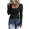 Autumn Women's Button V-Neck Long Sleeve Top