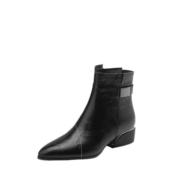 Женские ботинки Мартин, новые женские ботинки, осенне-зимние кожаные ботинки, остроносые, в британском стиле, на низком каблуке, коричневые, тонкие ботинки