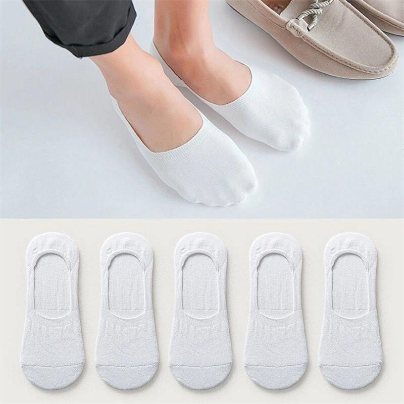 5 пар полосатых/однотонных/точечных мужских хлопковых носков-лодочек, летние тонкие невидимые женские силиконовые нескользящие носки для спорта