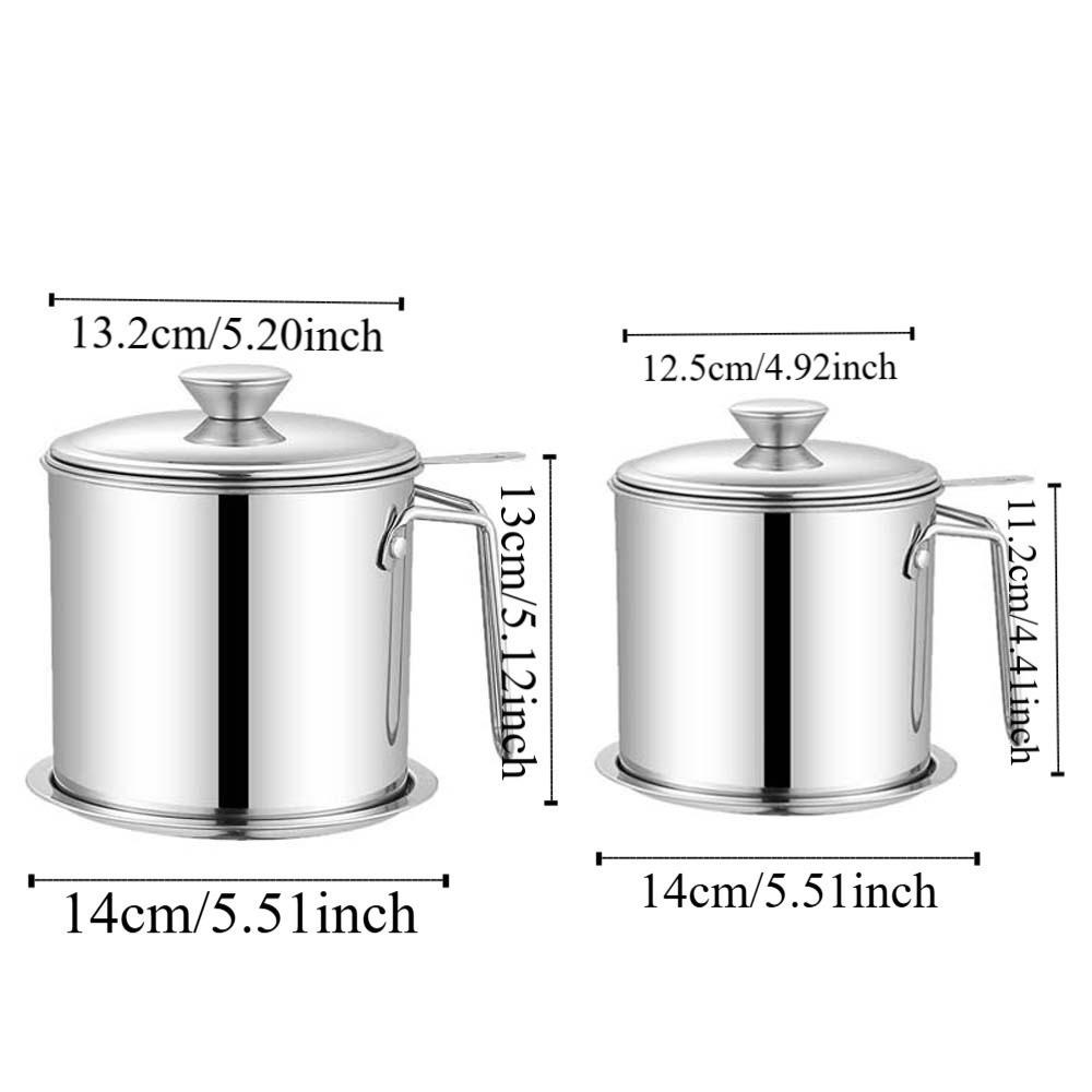304 Stainless Steel Stainless Steel Oil Pot 1.4L/1.8L Oil Filter Pot Kitchen Supplies