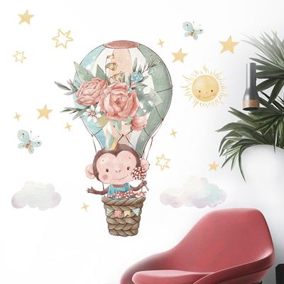 Наклейка на стену с изображением животных из мультфильма, наклейка на воздушный шар, цветок, прекрасный художественный ПВХ для
