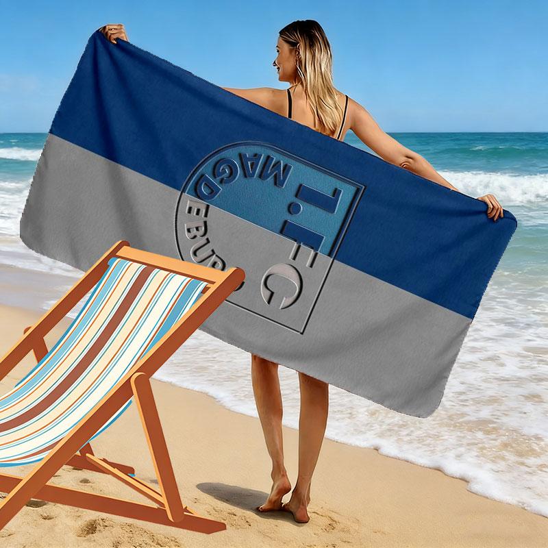 1. Пляжное полотенце с принтом FC Magdeburg, Большое мягкое быстросохнущее полотенце для пляжа, кемпинга, плавания