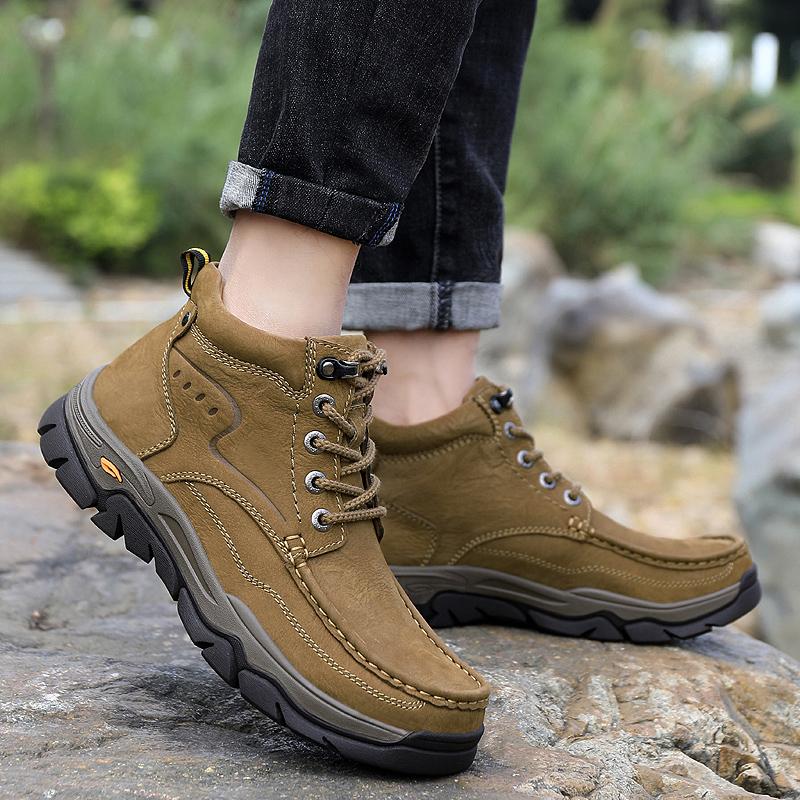 Мужская обувь из натуральной кожи, кроссовки, водонепроницаемые уличные мужские ботинки, зимние мужские походные ботинки