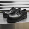 Профессиональные черные кожаные туфли, британские мужские туфли на платформе с круглым носком, повседневные студенческие туфли на шнуровке 60707-J