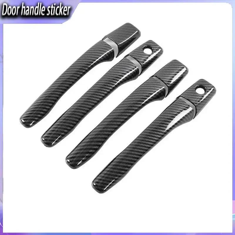 For Mitsubishi Outlander Lancer Mirage Evolution 2003-2006 Glossy Black Carbon Fiber Car Door Handle Cover Styling Stickers