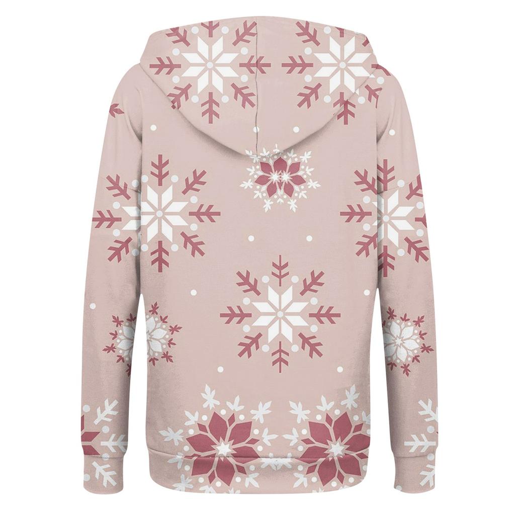 Женские толстовки на молнии для девочек-подростков, рождественский свитшот с принтом, одежда, повседневная куртка на шнурке с карманами