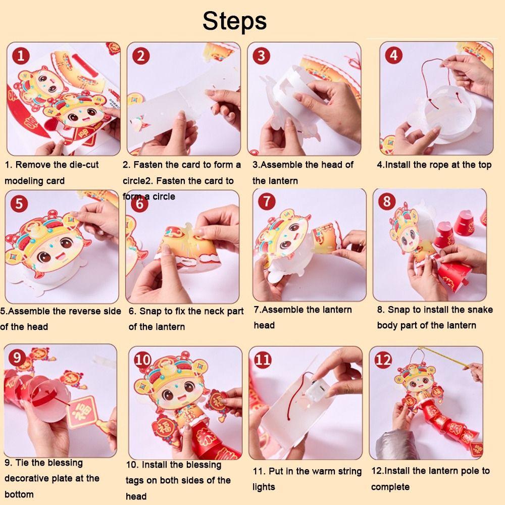 Handmade Auspicious String Lanterns Cartoon Handheld Glowing Lanterns  Kids Gift