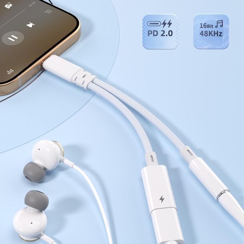 USB C на 3,5 мм Порт USB C Разветвитель Адаптер Зарядный Кабель Провод 2 в 1 Поддерживает 15 Вт Быструю Зарядку для Наушников Планшетов