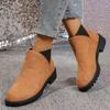 New Autumn Winter Women's Casual Fashionable Round Toe Chunky Ankle Boots Versatile Comfortable Work Anti-slip Women Heels Shoes