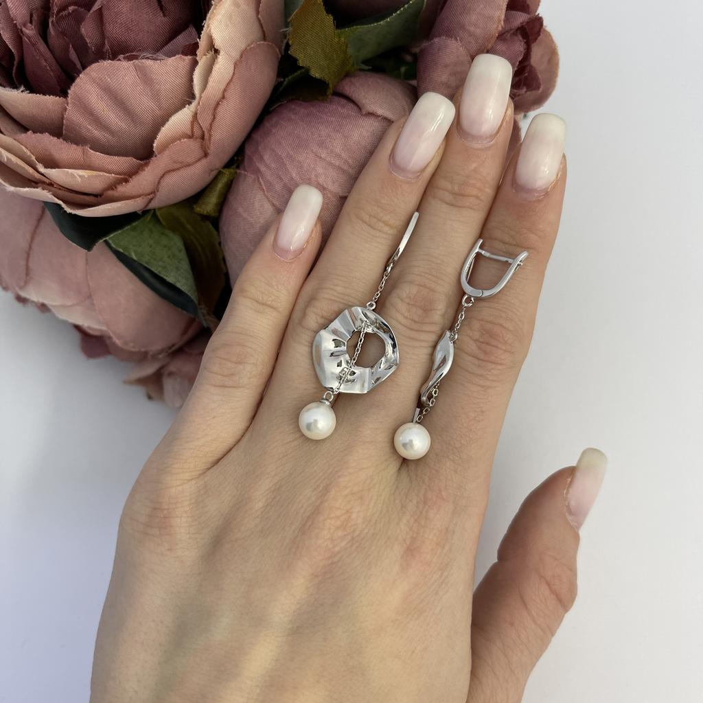 Silver Earrings with Imitation Pearls (2106418)