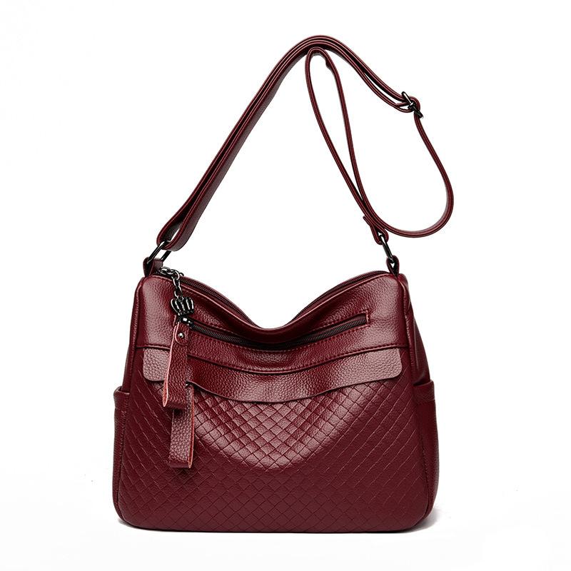 New Crossbody Bag for Women's Bag Soft Leather Texture Middle-aged and Elderly Mother-in-law Casual Bag Simple European and American Shoulder Bag