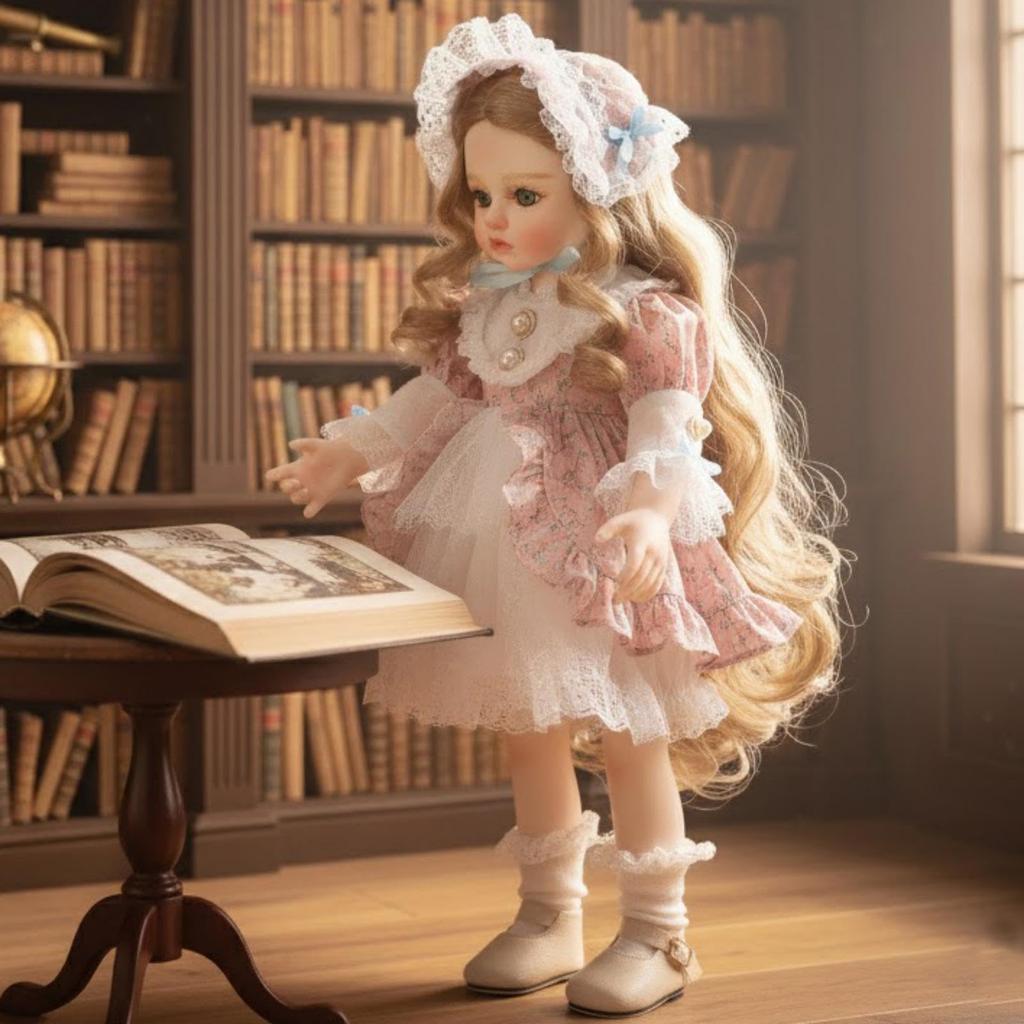 Очаровательная виниловая кукла Cloveray с красивым париком, дисплеем, коллекционный подарок для девочек и любителей кукол, 18 дюймов, шляпа/повязка на голову, ручная роспись и подставка, (имя