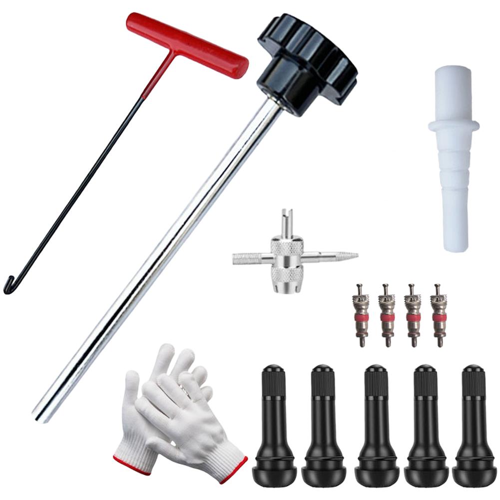 Black Tire Valve Tool Tire Accessory Easy Installation Process Ergonomic Handles Multiple Tools Included Robust Rubber Material
