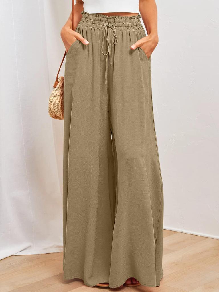 2025 European & American Spring/Summer Women's Loose Wide-Leg Casual Fashion Long Pants