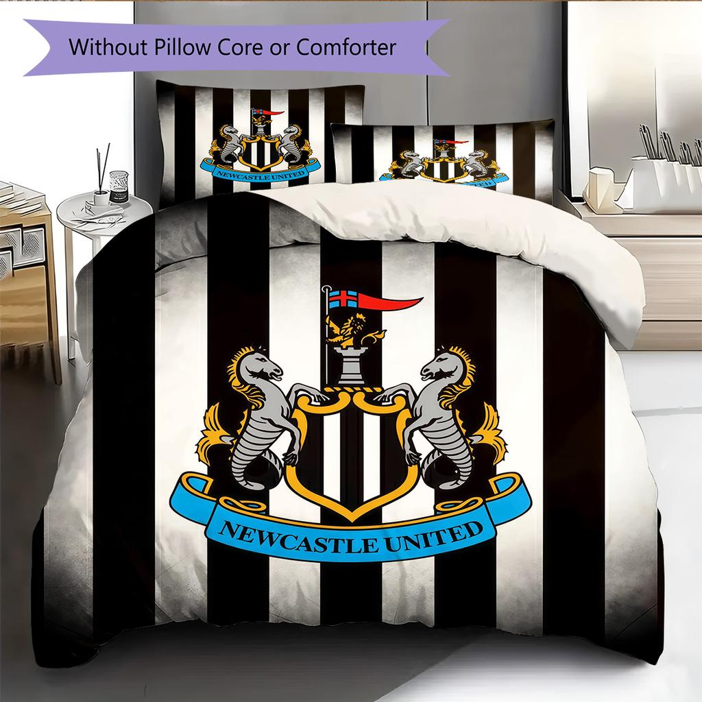 Newcastle United FC Pattern Bedding Quilt Set Home Decoration Gift (1 * duvet cover + 2 * pillowcase without core)