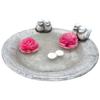Concrete sculpture water bowl with birds gray figure