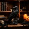 Gothic Crow Figurine Realistic Black Figurine, Resin Raven Statue for Halloween Tabletop Handcrafted Ornament Decor, Dark Spooky Home Office Bookshelf