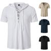 Men's Short Sleeve Shirt Cotton Hooded Beach Yoga Casual Summer Shirts Man White Black Khaki Tops