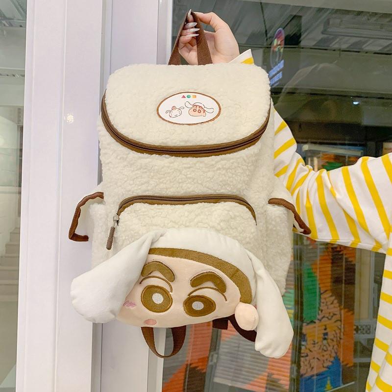Crayon Chan Shin Plush Cartoon Backpack With Inner Zip Pouch Trendy Look Casual