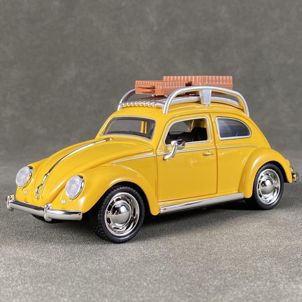 AABLC1 1:32 Volkswagen Beetle Travel version Compact sedan Alloy Metal Diecast Model Car Sound & Light Pull Back Collectibles Hobby Boy
