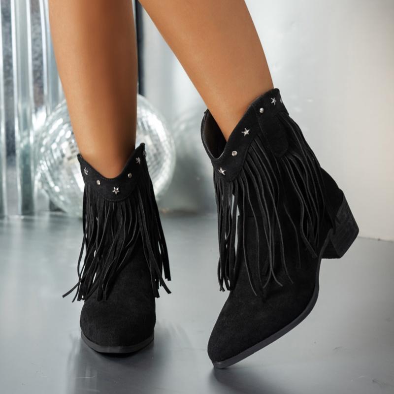 Женские ботильоны Chelsea с бахромой, туфли на высоком каблуке с острым носком, зимняя дизайнерская новая тенденция 2025 года в готическом стиле, массивные, повседневные, зимние ботинки Mujer