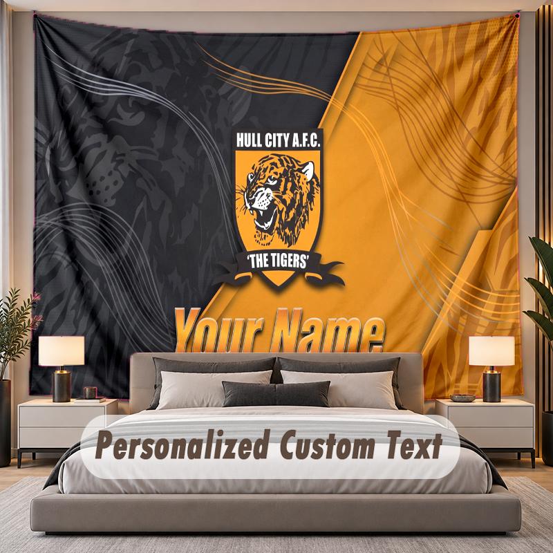 Custom Name Text Tapestry Hull FC Personalized Polyester Wall Tapestry For Bedroom And Room