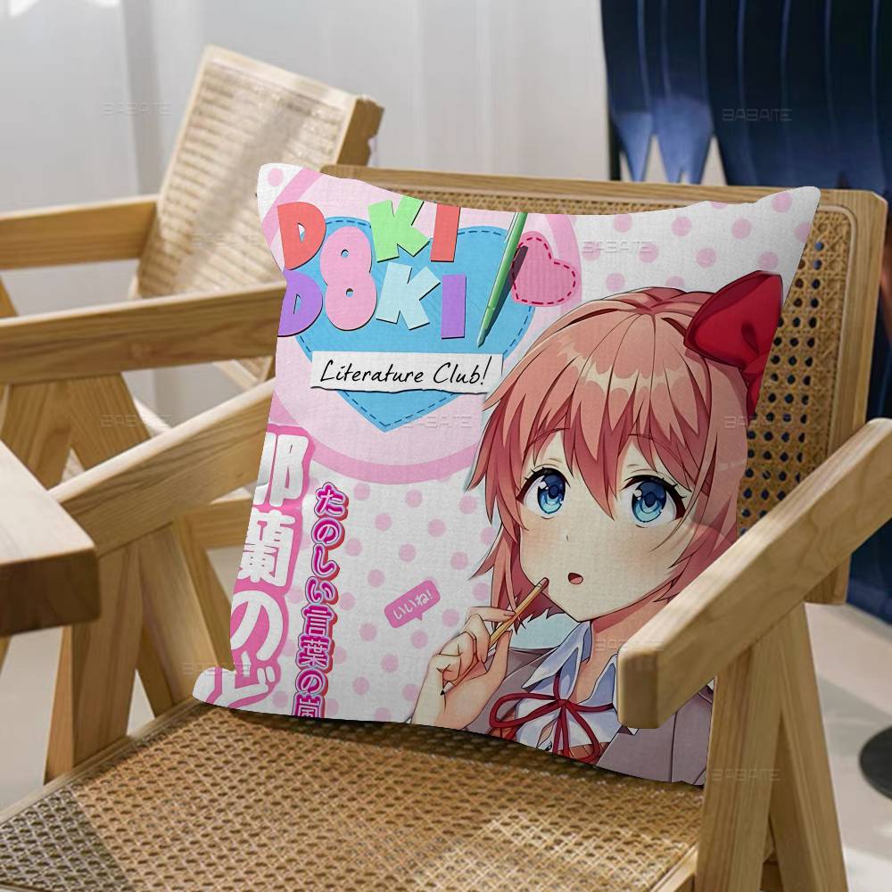 Подушка с изображением персонажей визуальной новеллы D-Doki для спальни и гостиной, декоративная наволочка для дивана
