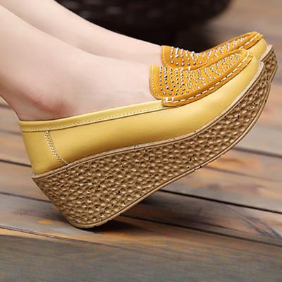 Женская обувь на толстой подошве, модная, с пайетками, летняя, новая тенденция, нескользящая, удобная обувь, повседневная обувь на каблуках