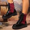 Fashion Women Shoes New High Quality Cross-tied Women Boots Fashion Leopard Print Casual Boots Women Fashion Round Toe Mid-Calf Boots