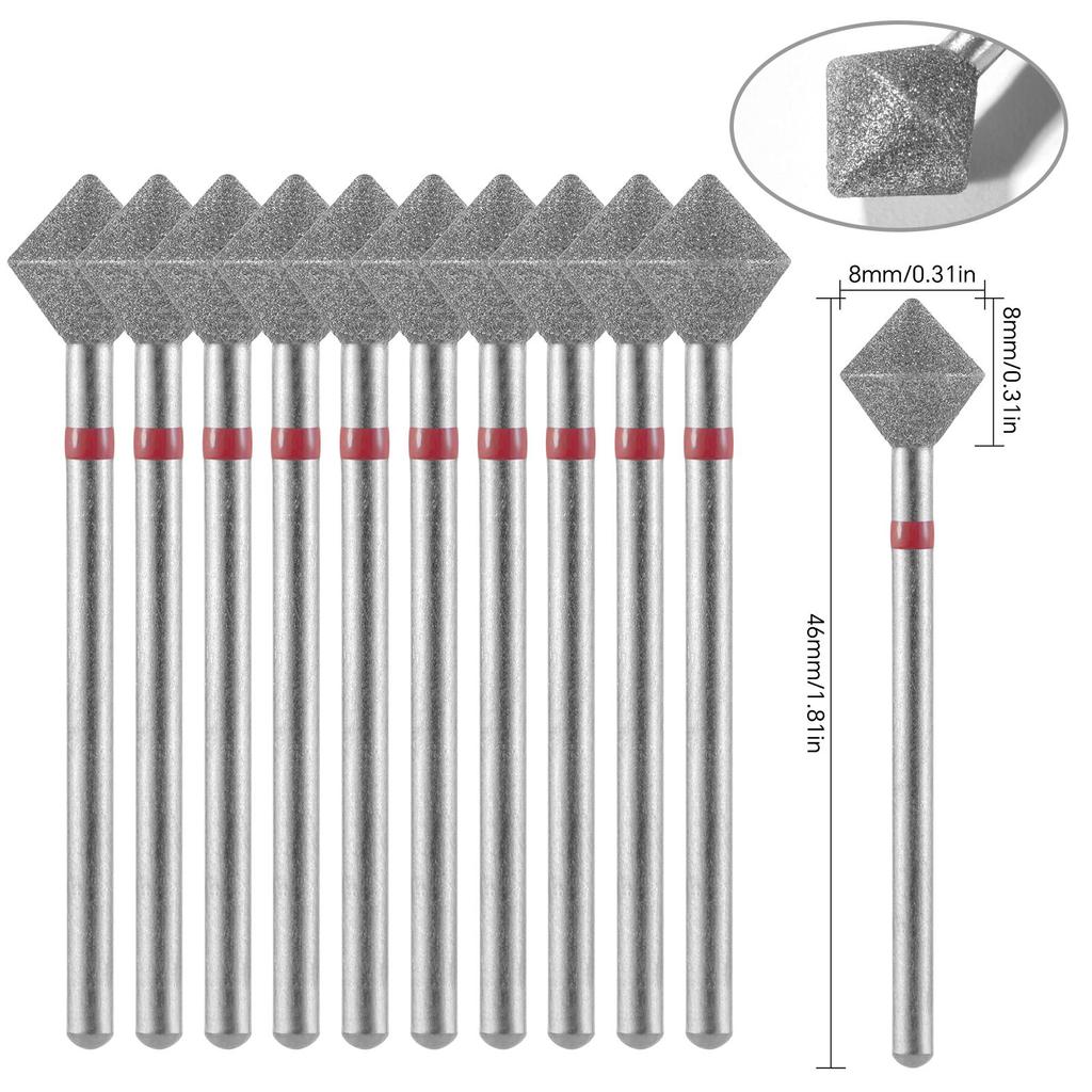 10 шт., алмазные фрезы, набор сверл для ногтей, аксессуары для маникюра, педикюра, электрическая машина, кисточка для ногтей, инструменты для заусенцев