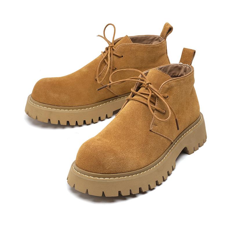 Мужские ботинки мартин, ботинки цвета ревеня, корейская версия, дышащие кожаные ботинки, мужские ботинки с высоким голенищем, мужские повседневные ботинки мартин, мужские 7302-R