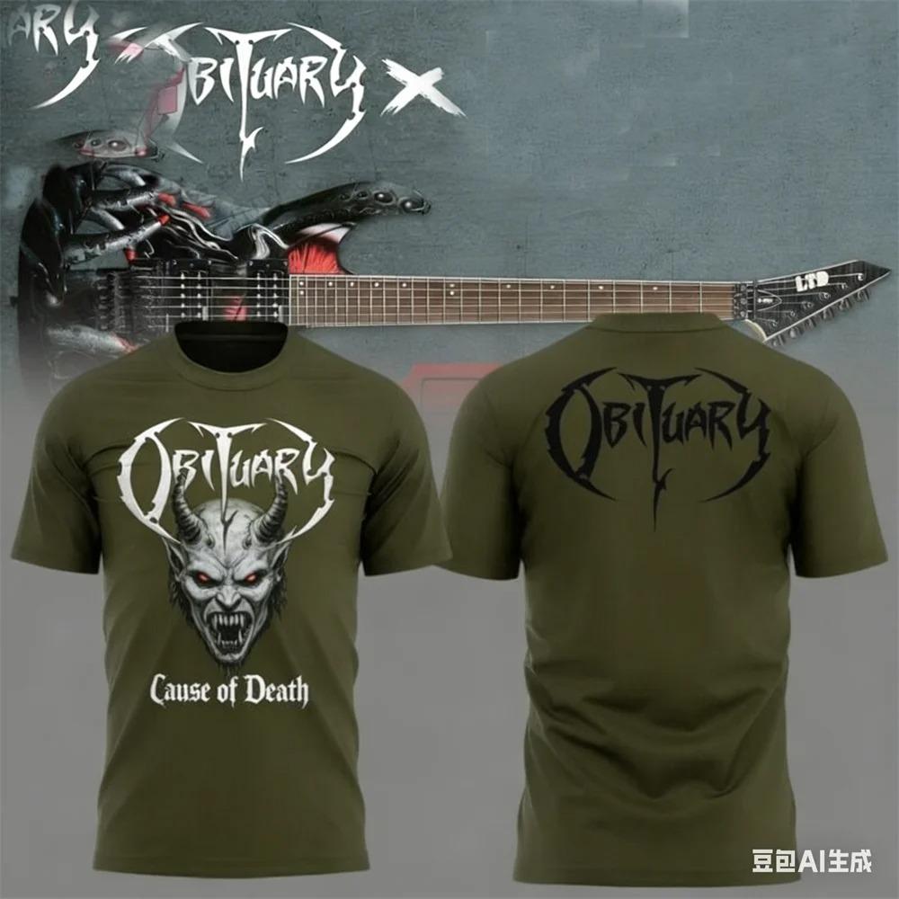 Summer men's T-shirt New Rock Obituary Band skulls Print T-shirt Men Women Fashion Oversized Short Sleeve Tshirt Graphic T-shirt