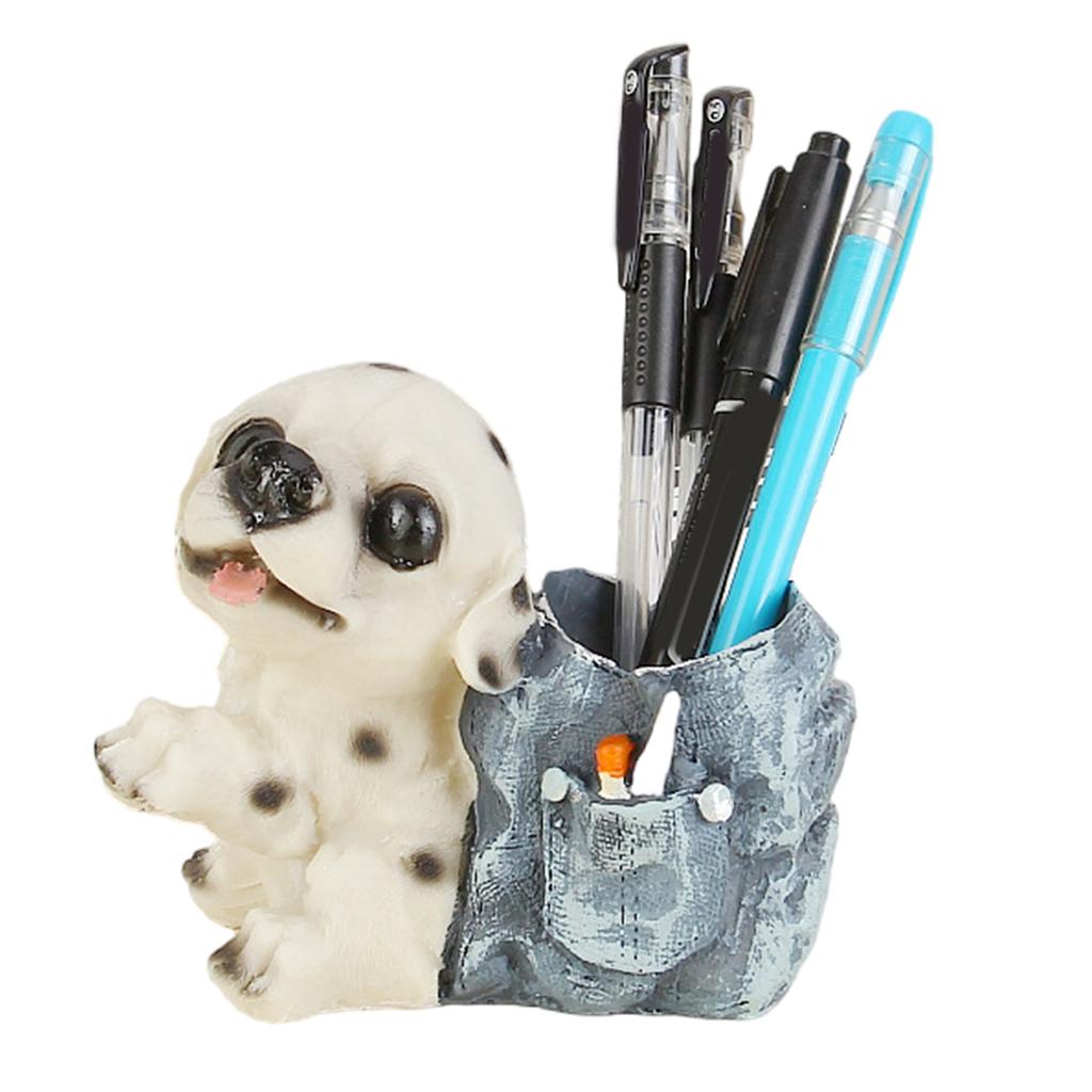 Dog Shape Pencil Cup Decorative Resin Pen Container Desktop Pen Organizers Makeup Brush Stand Office Desk Decoration