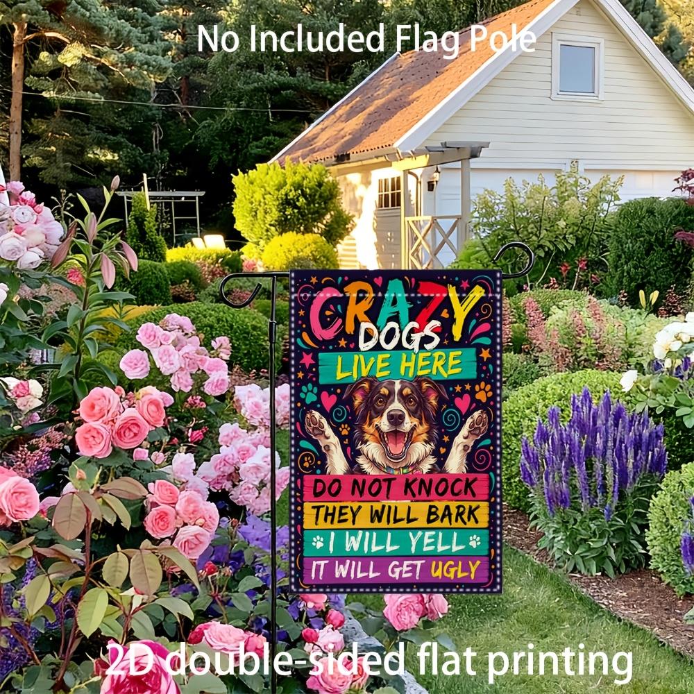 1pc Funny Dog Slogan Garden Flag - Double-Sided, 30.48x45.72 cm, Outdoor Decor
