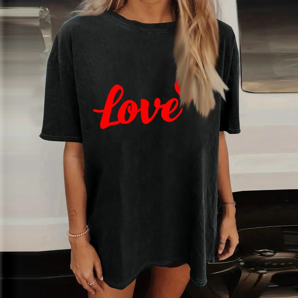 Женский топ с коротким рукавом и принтом «О-образный вырез», классическая футболка унисекс ко Дню святого Валентина