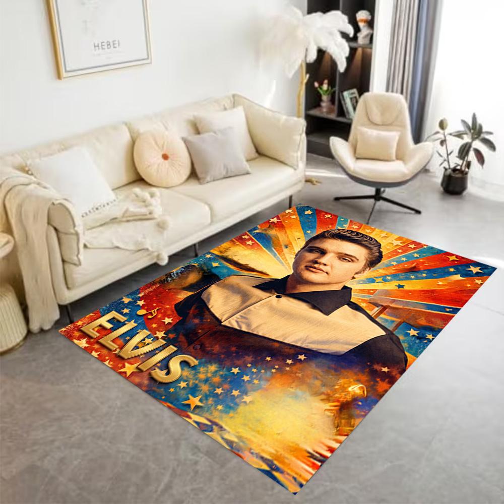 Elvis Presley Guitar Icon Floor Rug Office Rug Design for Hallway Study room Dining Room Dormitory Anti-slip Rug Anime Office Decor