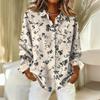 Женская рубашка с пуговицами с цветочным принтом, повседневная рубашка с длинными рукавами, блузки, повседневные базовые топы больших размеров