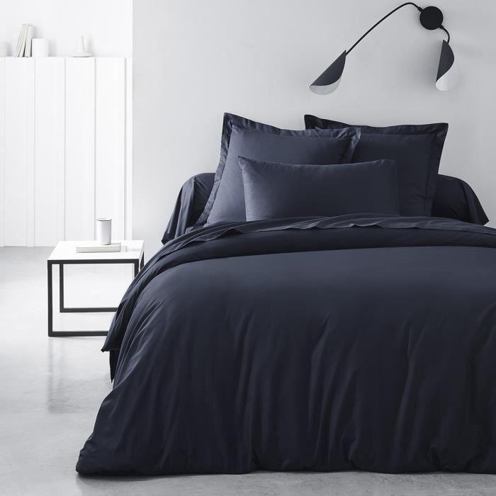 Drap housse TODAY Essential - 140 x 200+30 cm - 2 personnes - 100% Coton uni - Navy