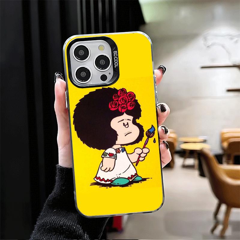 Мультяшный милый мягкий чехол для телефона Mafalda для iPhone 15 16 17 Pro Max 17Air 16E 14 Plus 13 12 Mini Ударопрочный чехол Задняя панель