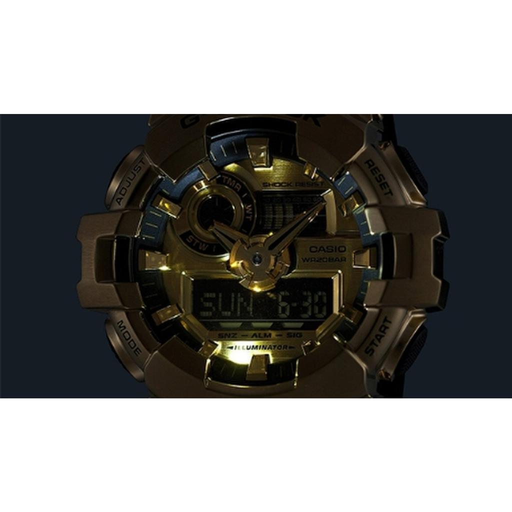 [G-SHOCK] GM-700G-9ADR Metal Covered Gold Bezel 20 Bar Waterproof Digital-Analog Resin Watch