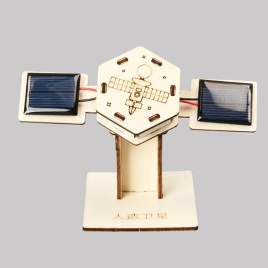 DIY Solar Artificial Satellite Model Kit Educational Handmade Wooden Puzzle Satellite Model Kids Science Exploration Projects STEM Toy