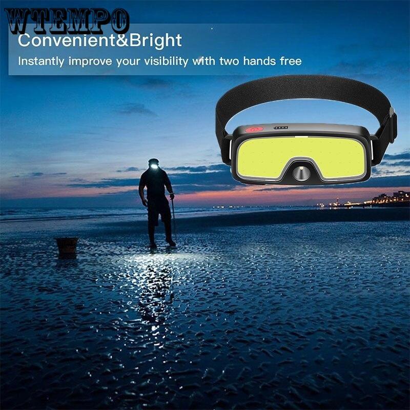 USB-зарядка, двойной источник света COB, налобный фонарь, уличный фонарь для кемпинга, светодиодные фары для езды на велосипеде и бега