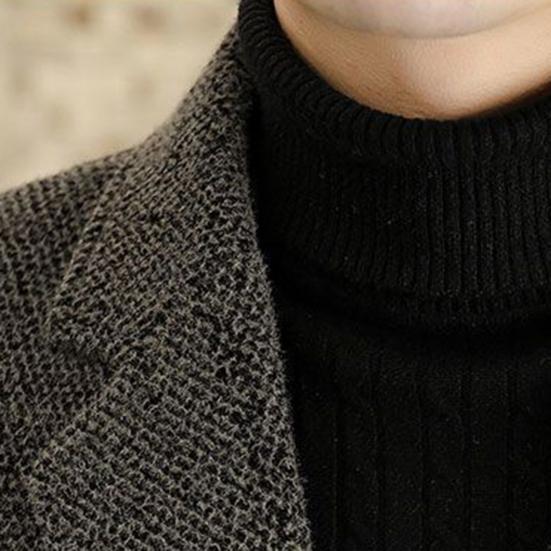 Мужское шерстяное пальто с лацканами, длинным рукавом, однобортное, куртка-пальто с карманами, однотонное, свободного кроя, повседневная верхняя одежда для холодной погоды